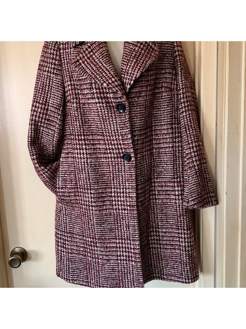 Sam Edelman red tweed knee length coat size 6 - Picture 6 of 14